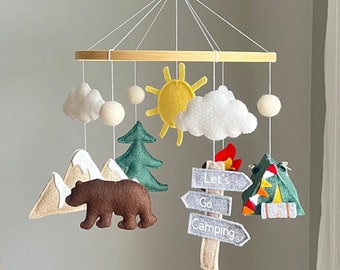 Camping Baby Mobile: Felt Woodland Nursery Decor