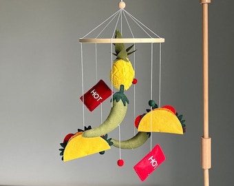 Tacos Baby Mobile Pineapple Themed Nursery Decor,Chili Pepper Tacos Mobile,Tacos lovers Baby Gift,