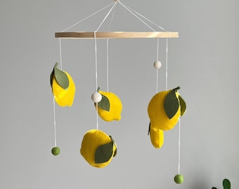 Lemon Baby Mobile,Baby Mobile Citrus,Baby Decor Citrus,Lemon Nursery Decor,Neutral Baby Mobile,Baby Crib Mobile,Baby Gift Idea,Felt Mobile