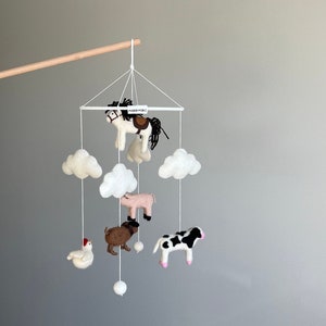 Country Farm Baby mobile,Cow,Dog,Pig,Chick,Horse Neutral Animals Mobile,Farm Nursery Mobile,Farm Animals Barnyard theme for Baby Room image 1