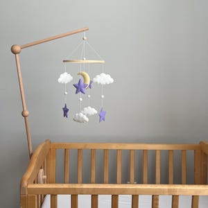 Moon and Stars Baby Mobile Lilac Sky Mobile Nursery Custom Baby Mobile Crib Neutral Nursery Decor Baby Girl Mobile Stars Moon Cloud Baby Boy
