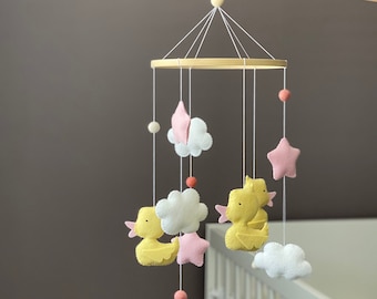 Ente Kinderzimmer Mobile, Wollfilz, Bauernhof Tier Krippendekor