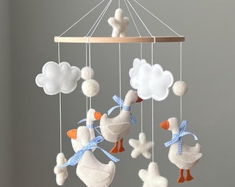 Goose Baby Mobile, Felt Farm Nursery Decor