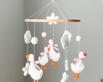Felt Goose Baby Mobile, Farm Nursery Decor
