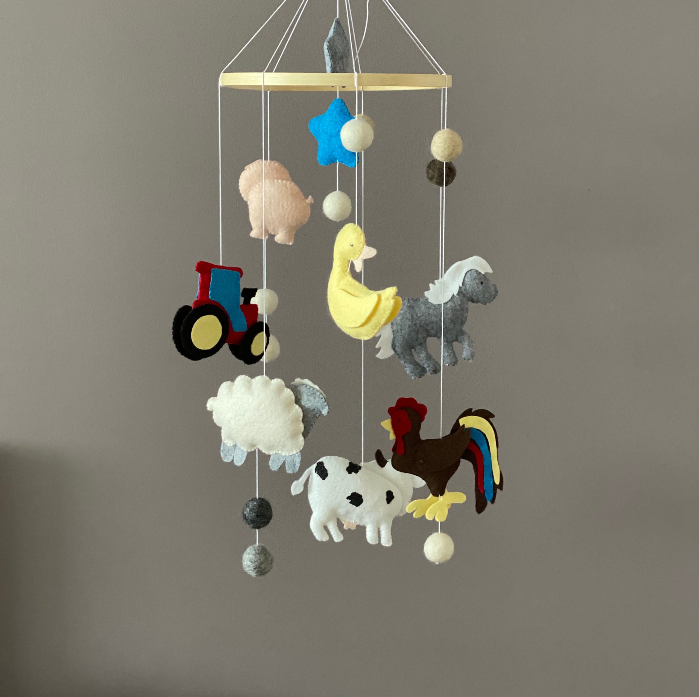 Cow Baby Mobile Farm Animals Nursery Tractor Hanging Mobile Etsy