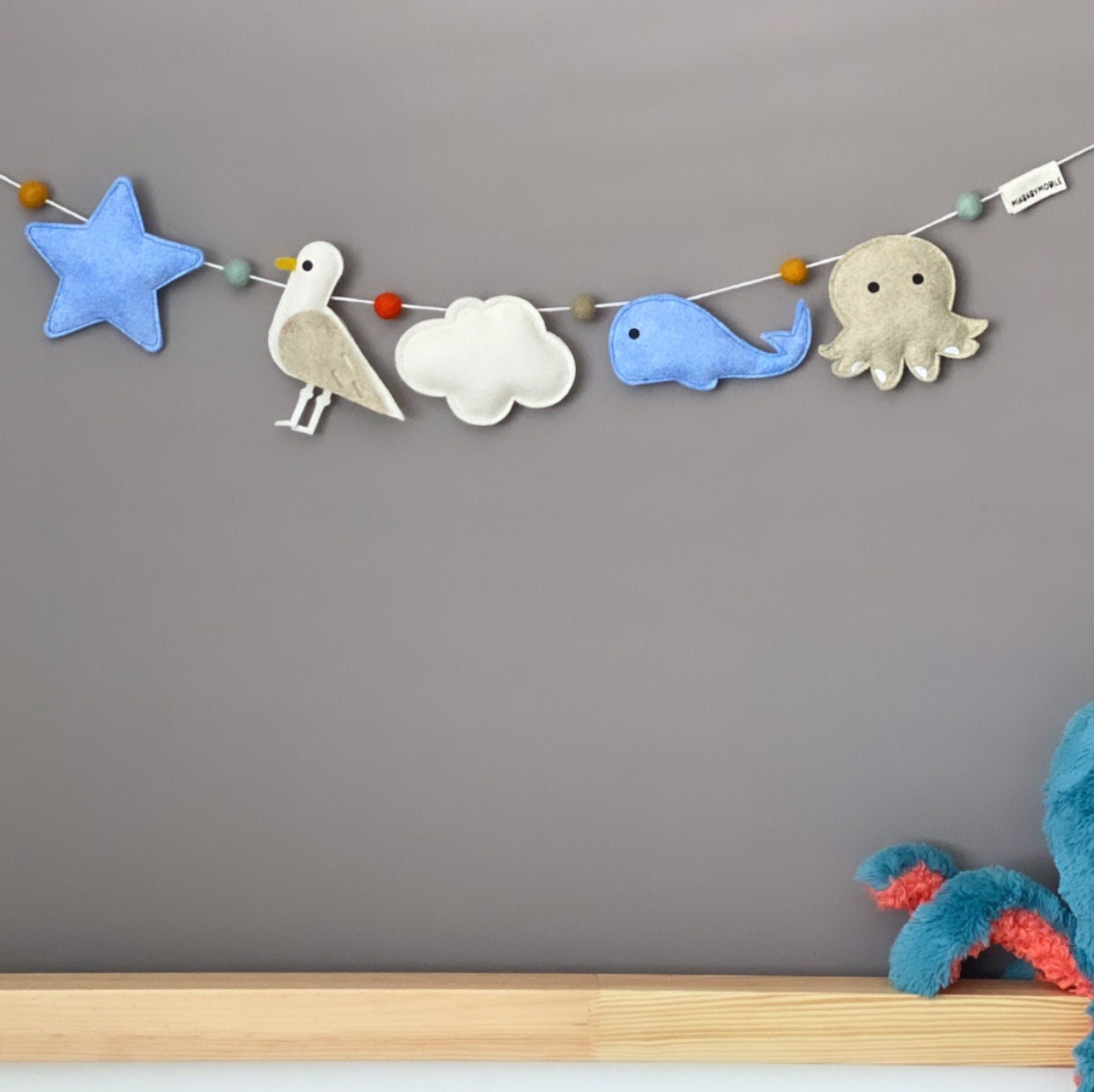 Nautical Garland for NurseryOcean themed Baby Shower DecorationWhale Baby GiftUnder the Sea Nursery GarlandNautical theme
