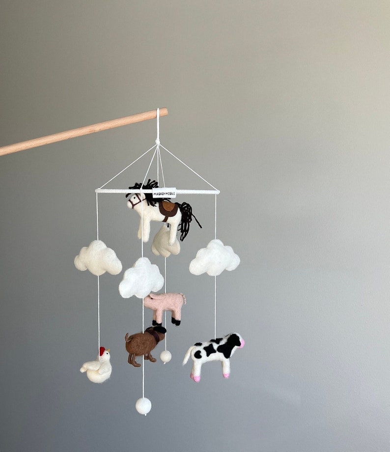 Country Farm Baby mobile,Cow,Dog,Pig,Chick,Horse Neutral Animals Mobile,Farm Nursery Mobile,Farm Animals Barnyard theme for Baby Room image 1