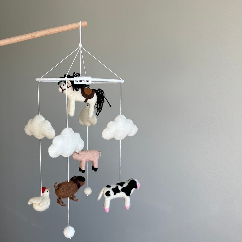 Country Farm Baby mobile,Cow,Dog,Pig,Chick,Horse Neutral Animals Mobile,Farm Nursery Mobile,Farm Animals Barnyard theme for Baby Room image 4