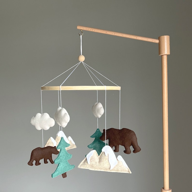 Bear Mountains Baby Mobile Nursery,Forest Mobile Baby Room,Woodland Crib Mobile,Baby Mobile Woodland,Wild Forest Animal Baby Mobile Cot Baby image 1