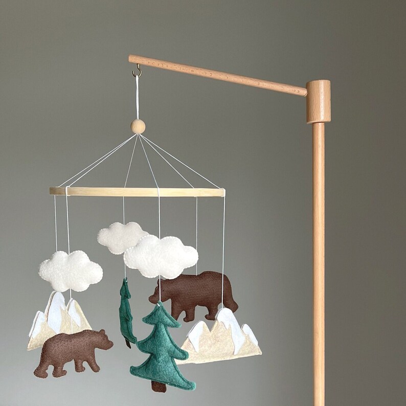 Bear Mountains Baby Mobile Nursery,Forest Mobile Baby Room,Woodland Crib Mobile,Baby Mobile Woodland,Wild Forest Animal Baby Mobile Cot Baby image 2