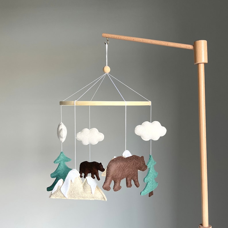 Bear Mountains Baby Mobile Nursery,Forest Mobile Baby Room,Woodland Crib Mobile,Baby Mobile Woodland,Wild Forest Animal Baby Mobile Cot Baby image 8
