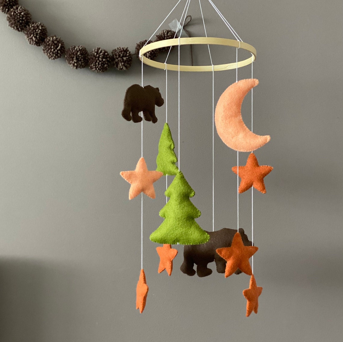 Baby Mobile Bear Ceiling Baby Mobile Nursery Mobile Neutral Etsy