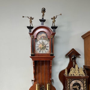 Antique Dutch Wall Clock with Chain Wind and Gong Chime | 70x20 cm | Collectible Vintage Timepiece | Fully Functional