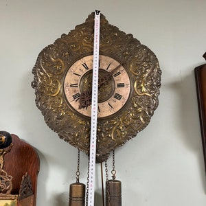 Antique German Wall Clock with Chain Wind and Gong Chime | 45x35 cm | Collectible Vintage Timepiece