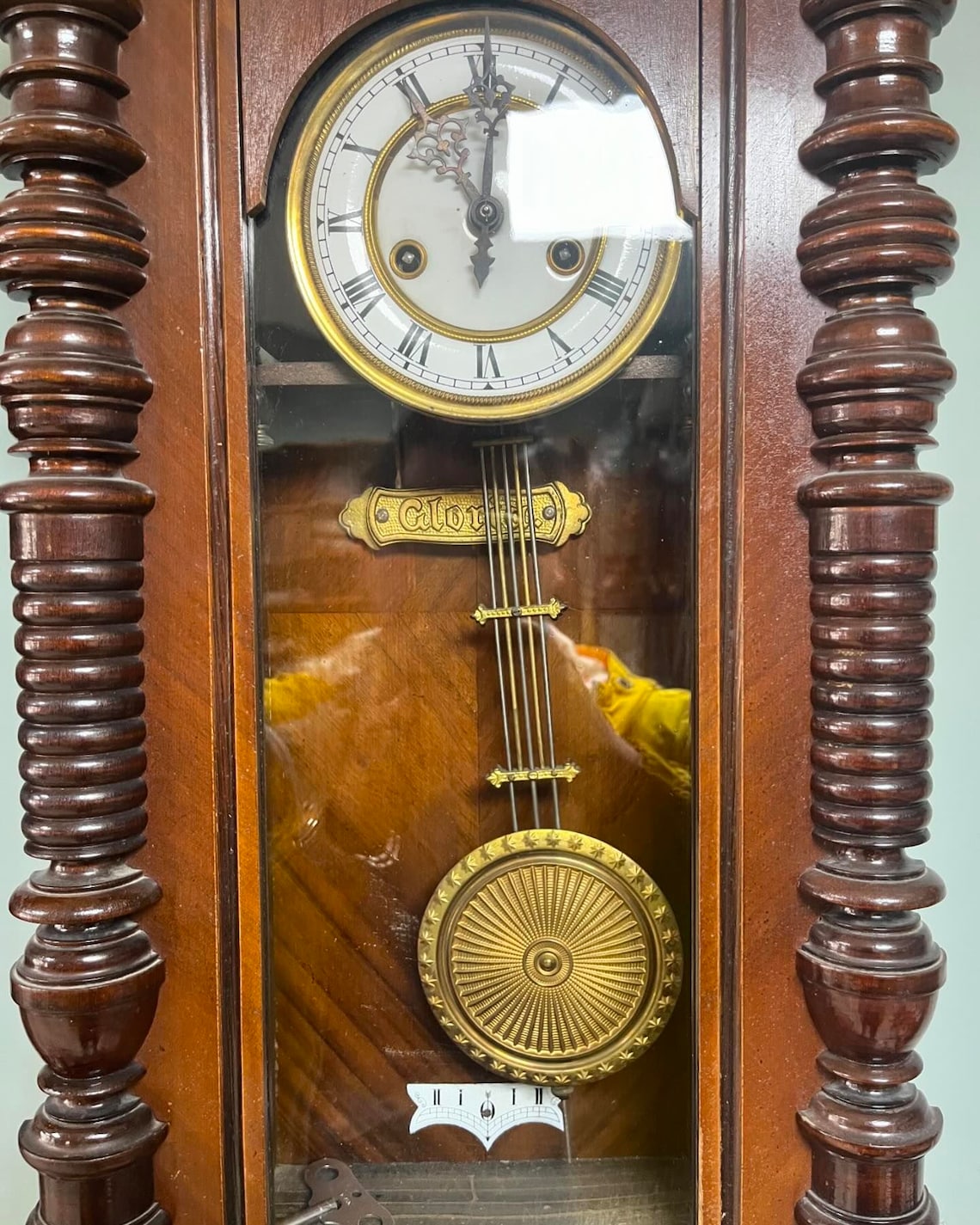 Antique German Wall Clock With Chain Wind and Gong Chime | 80x27 Cm ...