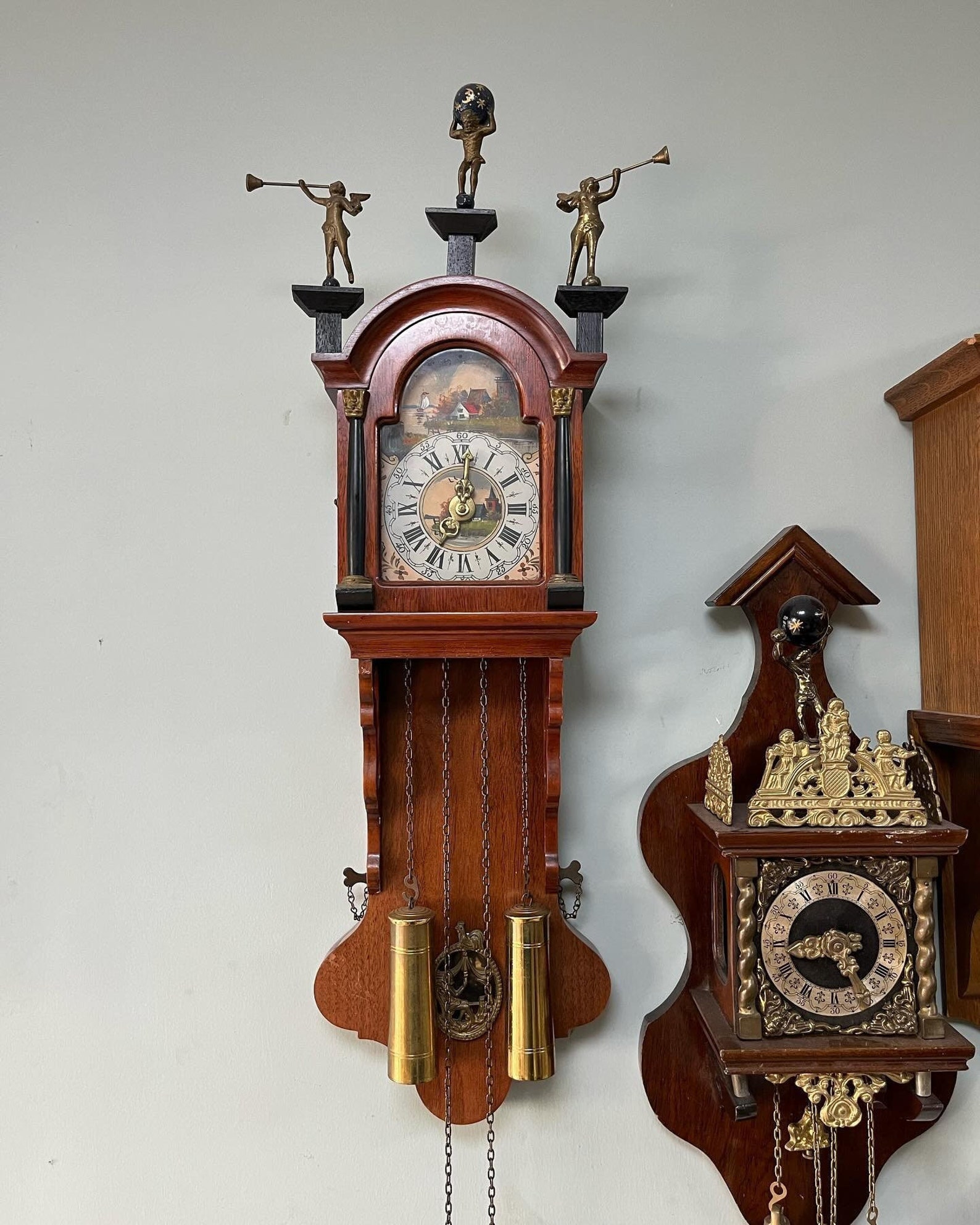 Antique Dutch Wall Clock With Chain Wind and Gong Chime | 70x20 Cm ...