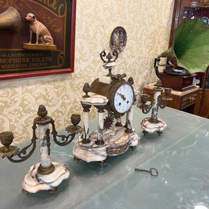 Collectible Antique French Marble Base Mantel Clock - Perfect Condition, Fully Functional, Elegant Design