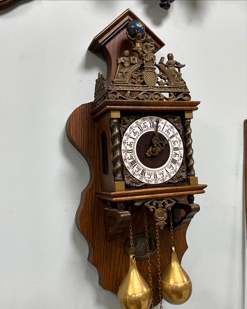 Antique Dutch Wall Clock With Gong Chime | Large Size 60x24 Cm ...