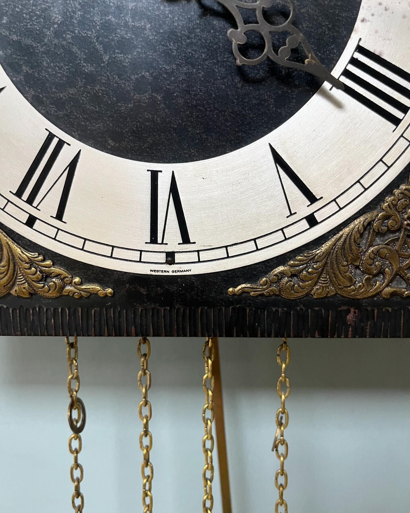 Antique German Wall Clock With Chain Wind and Gong Chime | Brass ...