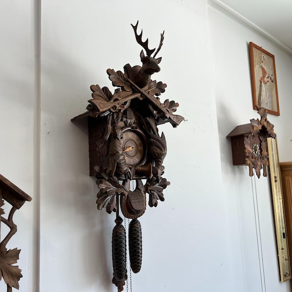 Reloj cucú antiguo de 80 cm, estilo chalet de la Selva Negra
