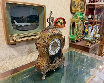 Antique French Boulle Mantel Clock, Fully Functional, High Condition, Elegant Fireplace Decor, Rare Luxury Collector Gift, Statement Piece!