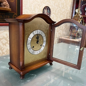 Collectible Zentra Double Wind Wooden Mantel Clock | Excellent Condition | Fully Functional | Vintage Home Decor