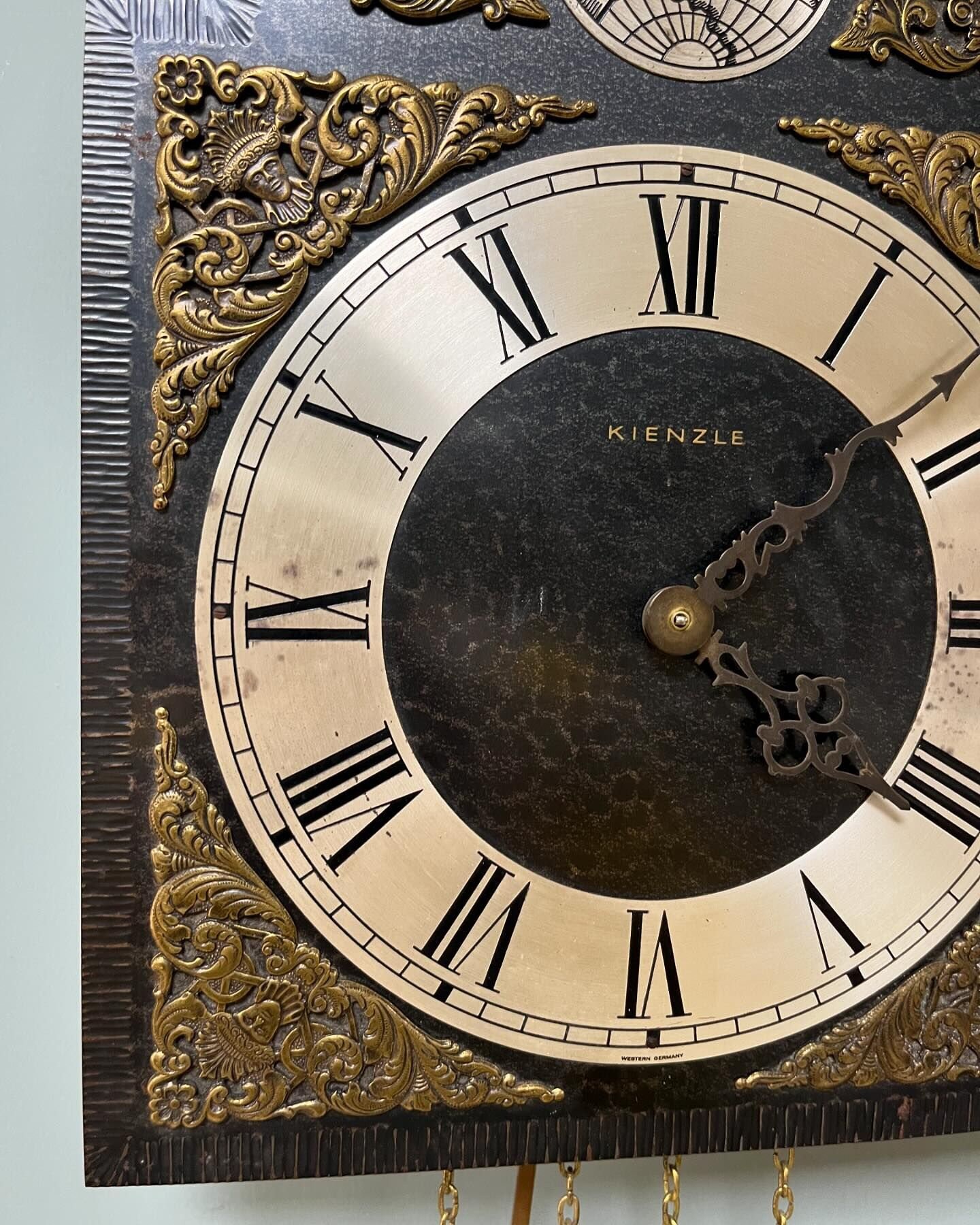 Antique German Wall Clock With Chain Wind and Gong Chime | Brass ...