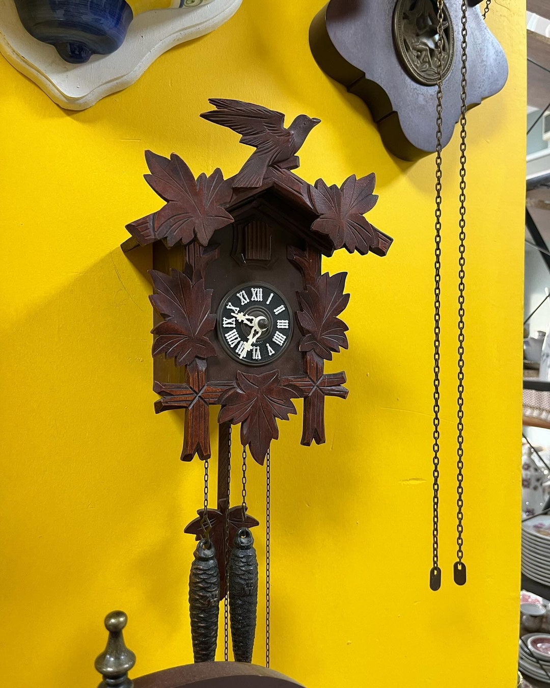 4 1/4" New Dark Brown Plastic With Paper Roman Numerals Dial