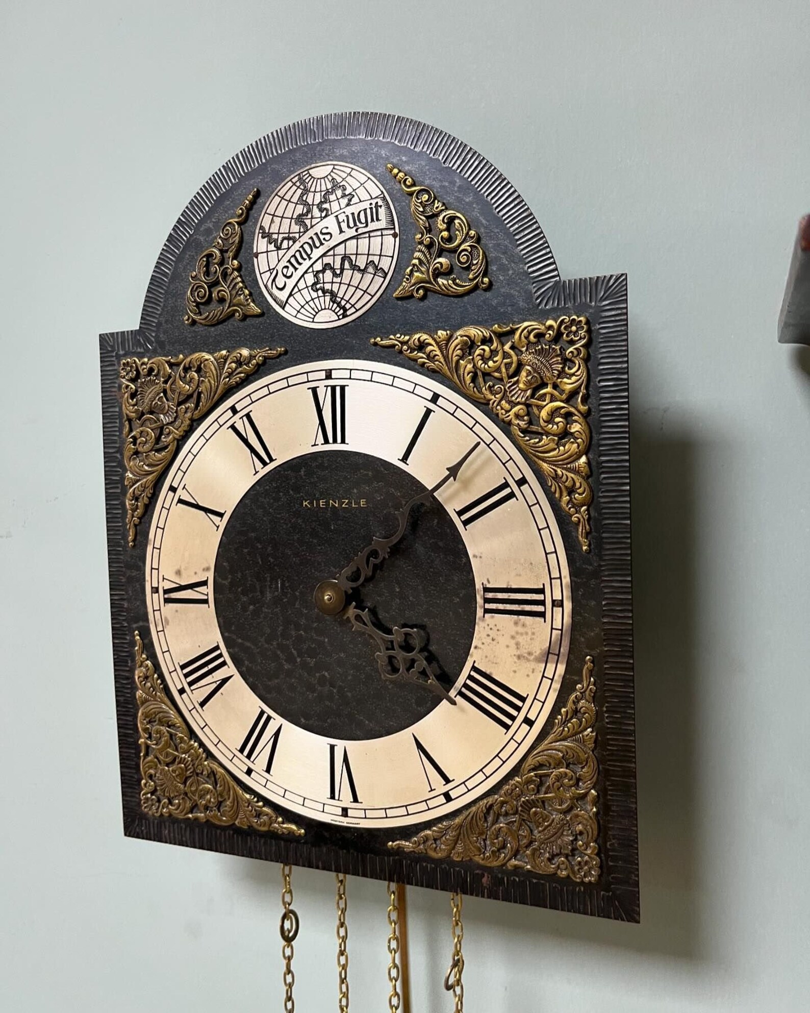 Antique German Wall Clock With Chain Wind and Gong Chime | Brass ...
