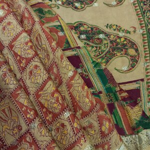 Sari de seda vintage para mujer, tela de sari de seda mixta, tela de seda de 5 yardas, sari de seda
