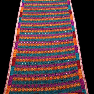 Vintage Dupatta, Hand Embroidered Stole, Beautiful Phulkari Silk Dupatta Fabric.
