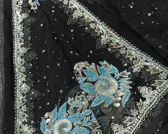 Vintage Hand Embroidered Chiffon Dupatta Stole