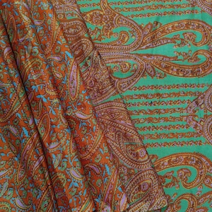 Sari de seda vintage para mujer, mezcla de tela de seda, 5 yardas de tela de seda, sari de seda.