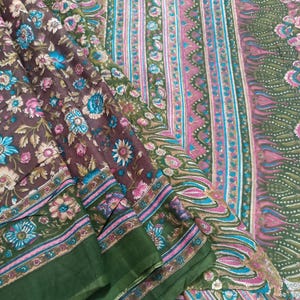 Sari de seda vintage para mujer, sari de seda 100 % pura, tejido de seda para confección de vestidos, sari de seda de 5 yardas