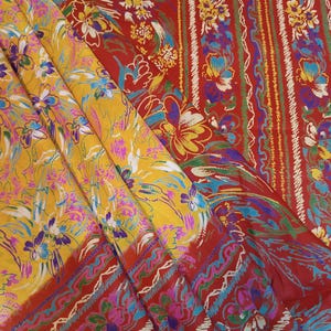 Sari de seda vintage para mujer, sari de seda 100 % pura, tejido de seda para confección de vestidos, sari de seda de 5 yardas