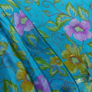 Sari de seda vintage para mujer, tela de sari de seda mixta, tela de seda de 5 yardas, sari de seda