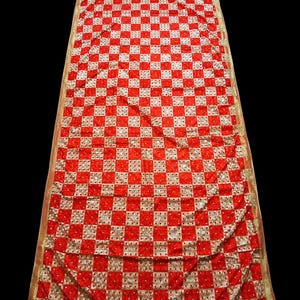 Vintage Dupatta, Hand Embroidered Stole, Beautiful Phulkari Silk Dupatta Fabric.