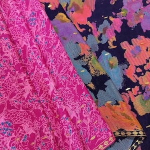 Sari de seda vintage para mujer, tela de sari de seda mixta, tela de seda de 5 yardas, sari de seda