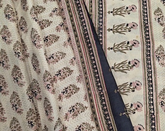 Vintage Silk Sari, 100% Pure Silk, 5 Yards - Ethnic Fabric