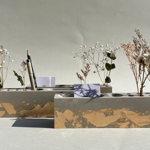 Schreibtischorganizer aus Beton mit Blattgold Bild 4