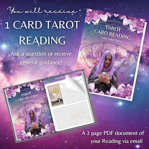 Lectura de Tarot de 1 carta / Haz una pregunta o una guía general / Carrera Amor Propósito Futuro