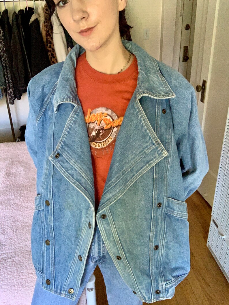 80s90s Vintage Denim Jacket with shoulder pads