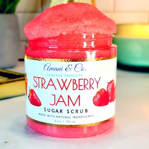 Strawberry Sugar Scrub | Body Scrub | Exfoliating Scrub | Handmade Sugar Scrub | Sensitive Skin | Black Owned Shop  | Mothers Day