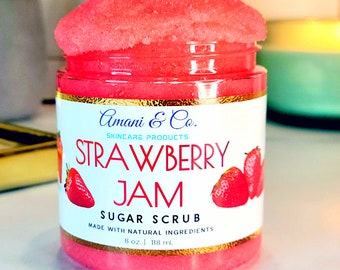 Strawberry Sugar Scrub | Body Scrub | Exfoliating Scrub | Handmade Sugar Scrub | Sensitive Skin | Black Owned Shop  | Mothers Day