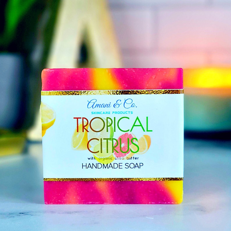 Tropical Citrus Handmade Soap Shea Butter Soap Natural Soap Vegan Soap Monkey Farts Black Own Self Care Gift Mothers Day image 1