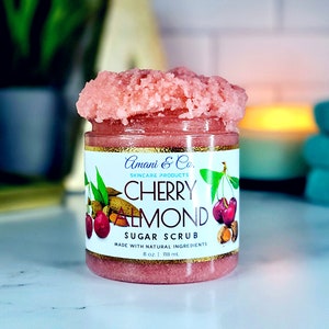 Cherry Almond Sugar Scrub | Body Scrub | Exfoliating Scrub | Handmade Sugar Scrub | Sensitive Skin | Mothers Day