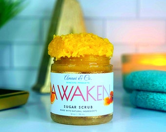 Awaken Sugar Scrub | Body Scrub | Turmeric Honey Citrus | Exfoliating Scrub | Gift for Her | Handmade Sugar Scrub | Sensitive Skin