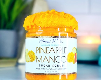 Pineapple Mango Sugar Scrub: Exfoliating Body Scrub, Natural Oils