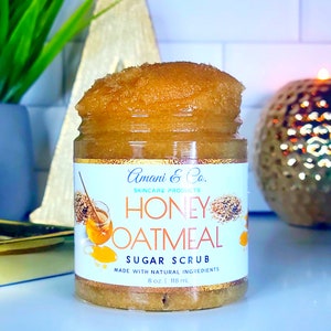 Honey Oatmeal Sugar Scrub | Body Scrub | Exfoliating Scrub | Handmade Sugar Scrub | Sensitive Skin | Black Owned Shop  | Mothers Day