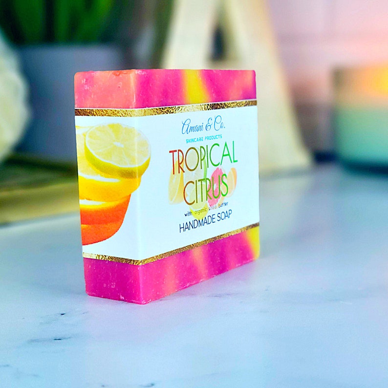 Tropical Citrus Handmade Soap Shea Butter Soap Natural Soap Vegan Soap Monkey Farts Black Own Self Care Gift Mothers Day image 3